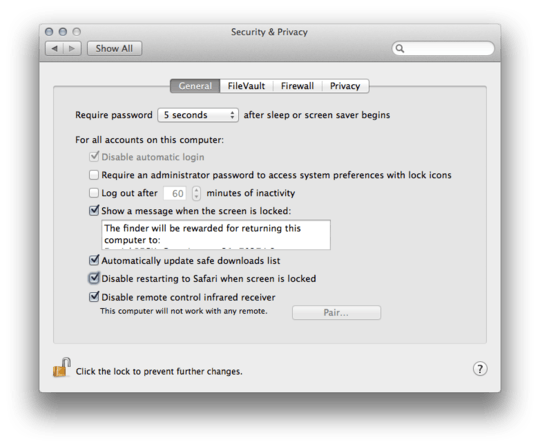 Screenshot of System Preferences