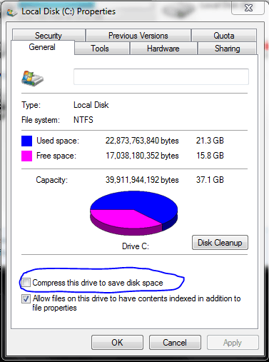 disk properties