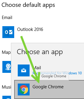 Chrome default email client