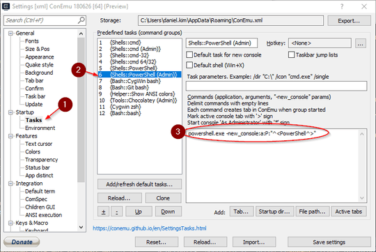 ConEmu setting window