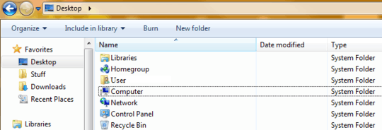 Example of desktop folder