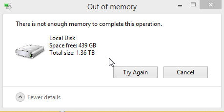 Out of Memory Error Dialog