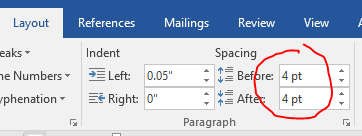 MS Word Table Padding by Text spacing method