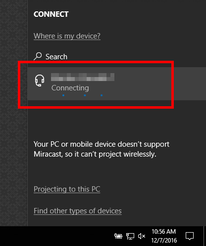 Click the existing device to reconnect to