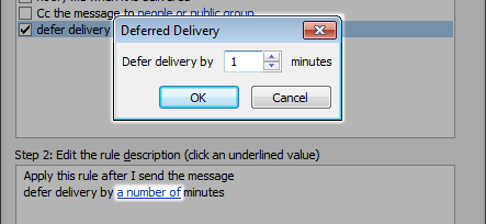 Deferred delivery amount in minutes