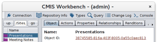 CMIS Workbench folder object id