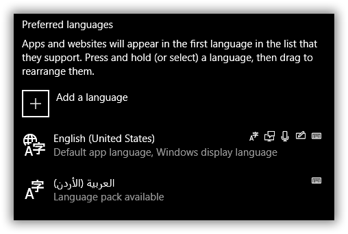 Preferred Languages Windows 10