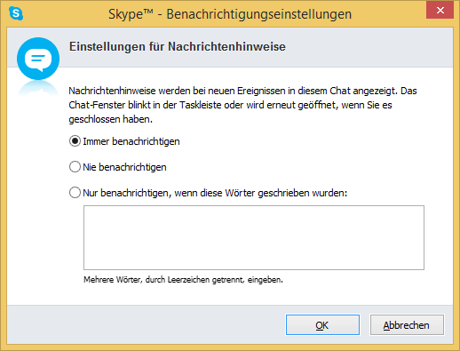 Notification Settings window (German version)