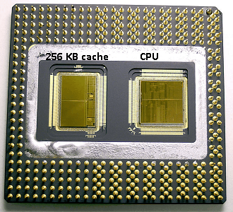 Picture of a pentium Pro CPU, 256KB cache model