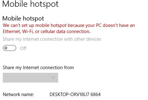 Mobile hotspot settings