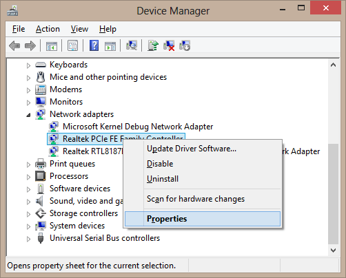 device manager properties