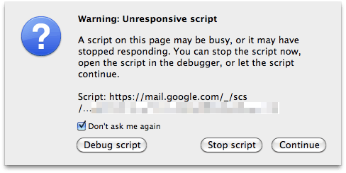 Pop-up dialog - "Warning: Unresponsive script"