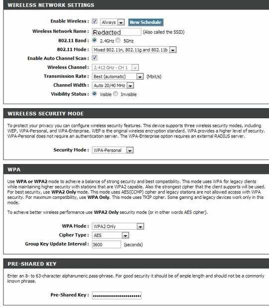 Router settings