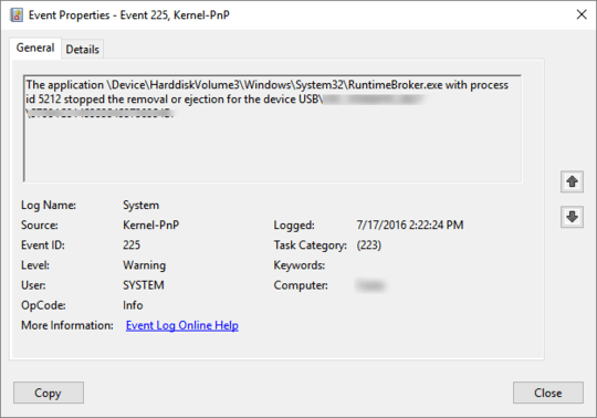 Event Viewer Entry