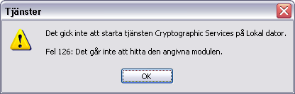 cryptographic service can't start