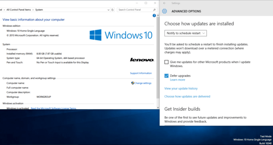 Defer upgrades now available for Windows 10 Home users