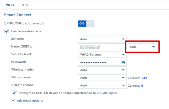 Screenshot of router configuration settings