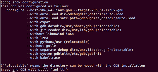 This is the configuration information about gdb