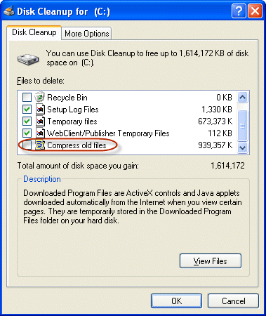 Options for Disk Cleanup