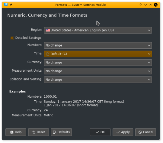 KDE5 time format widget
