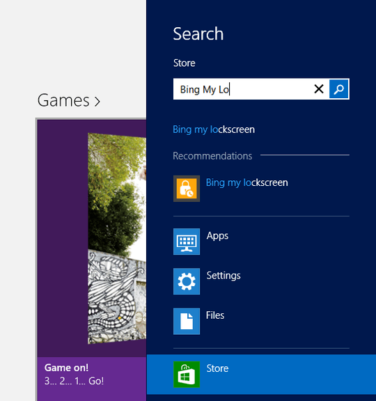 Windows Store App Search Charm