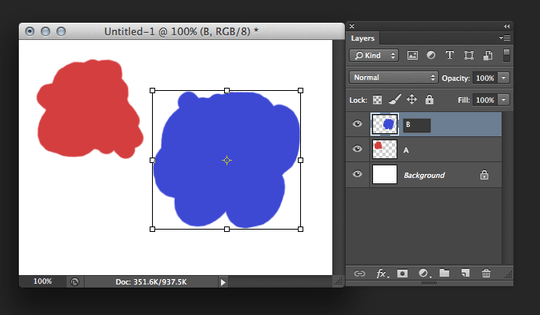 Layer B: canvas size