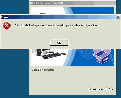 This Update Package is not compatible with your system configuration