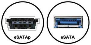 eSATA/eSATAp plug difference