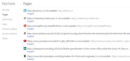Chrome inspect tabs screenshot