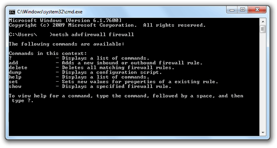 Windows Firewall settings in command-line
