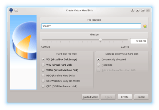 Screenshot of Create Virtual Hard Disk