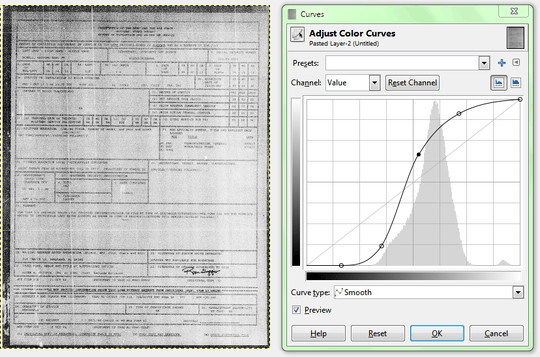 GIMP Curves tool