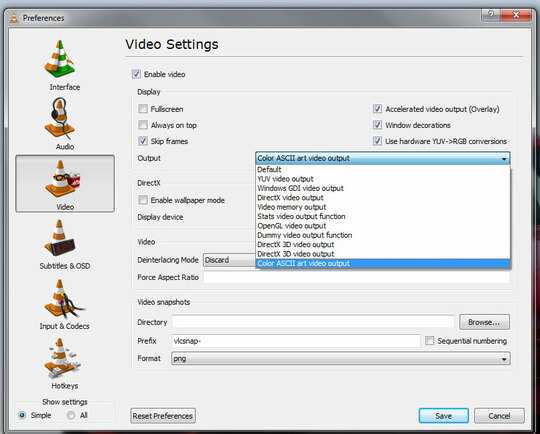VLC Video Settings