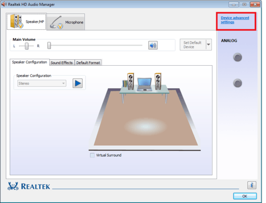 Realtek HD Audio Manager