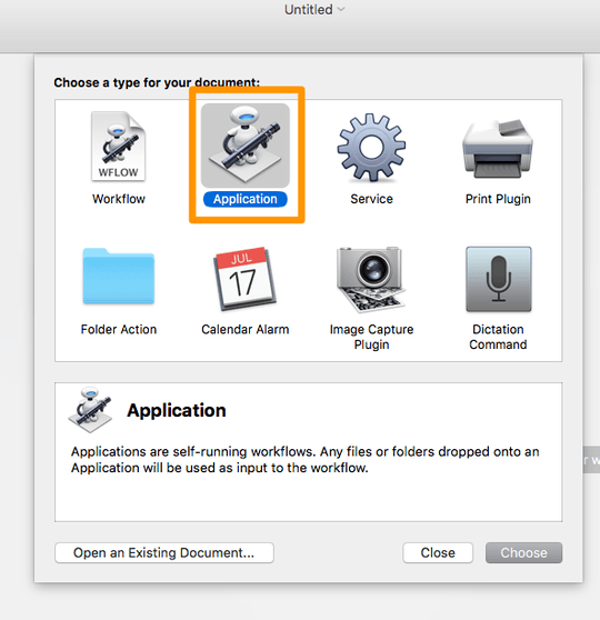 Create an automator application