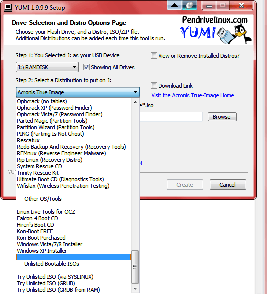 YUMI list of available ISOs!