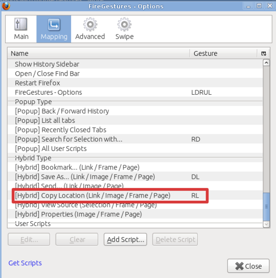 FireGestures Settings