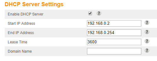 Picture of LAN settings to disable DHCP
