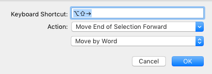 move selection forward by word