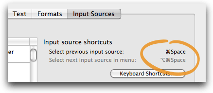 Input source shortcut