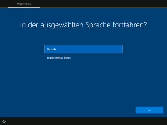 Windows Setup language selection
