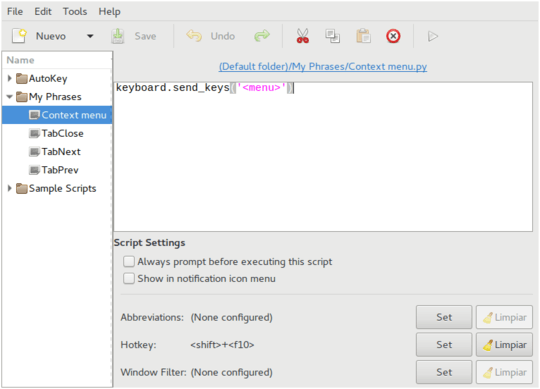 screenshot of AutoKey