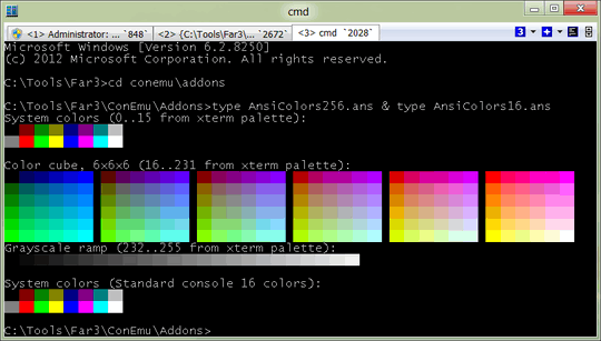 ConEmu and ANSI X3.64 / Xterm 256 colors