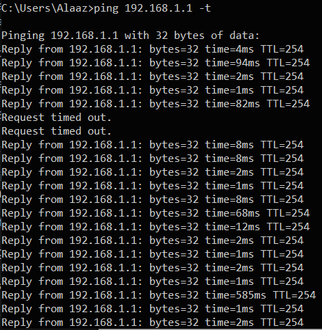 ping 192.168.1.1 -t