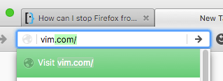 Firefox autocompletes vim to vim.com