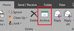 Outlook 2016 Archive button
