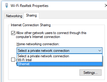 Internet connection sharing