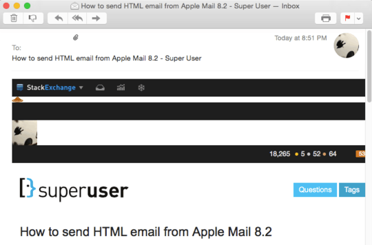 Received HTML email.
