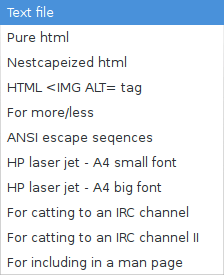 List of aalib format names