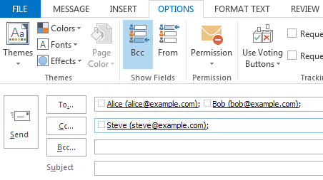 Email compose show fields